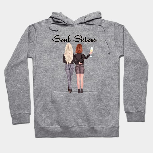 Soul Sisters Best Friends Graphic Design Hoodie by AdrianaHolmesArt